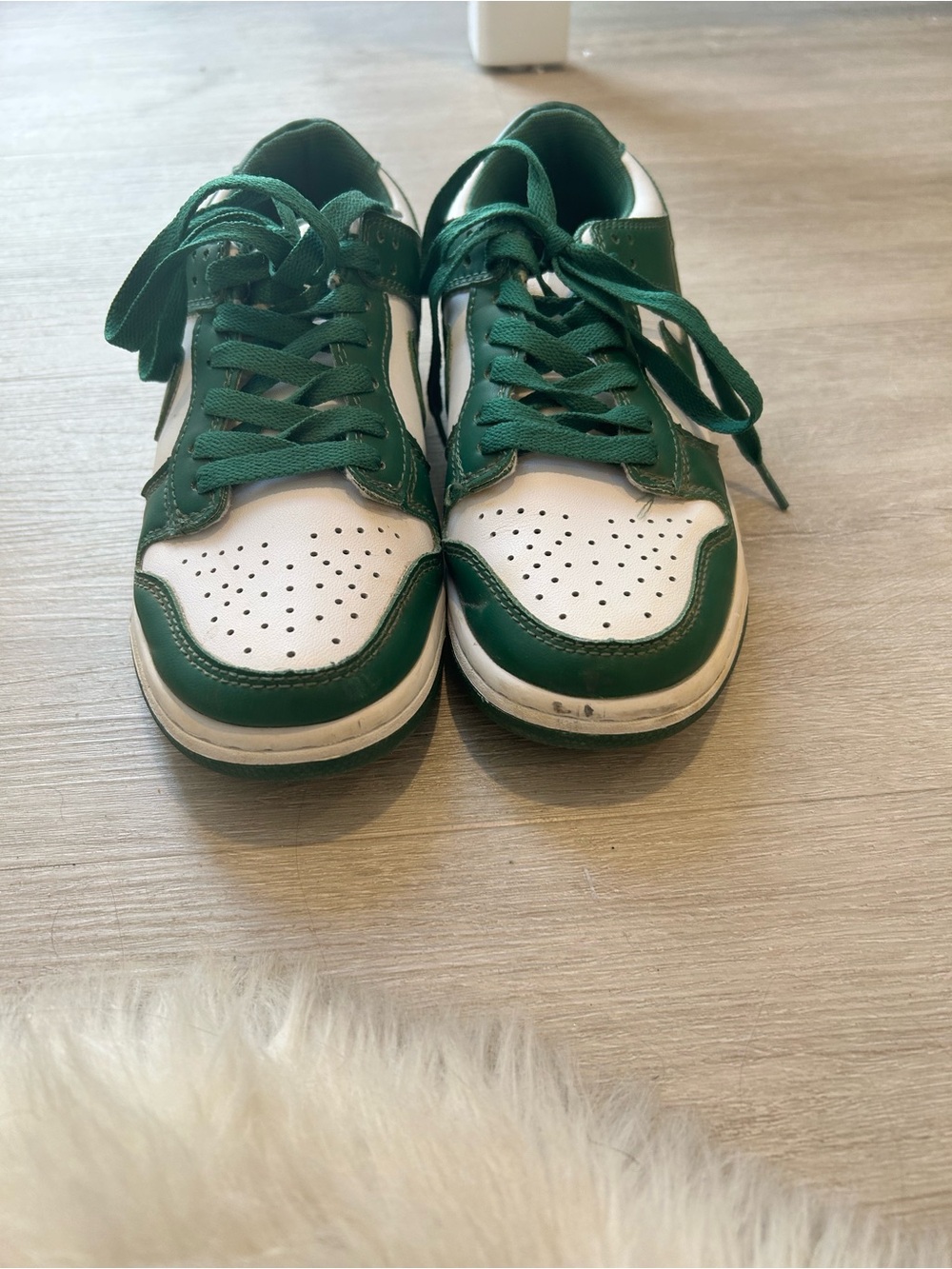 Nike Dunks Forest Green and White Low-Tops